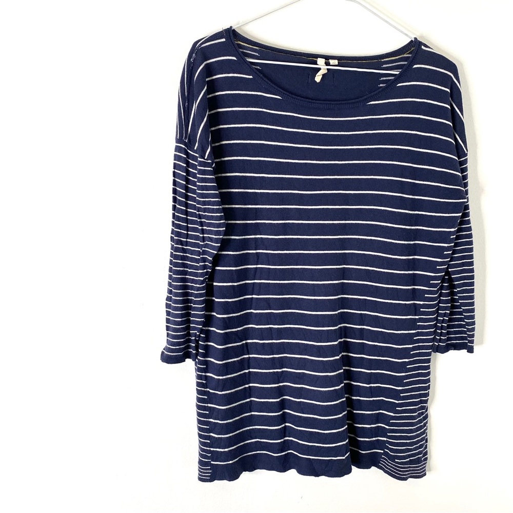 White Stuff Blue White Striped Woven Long Sleeve Top
